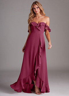 Azazie Lyra Bridesmaid Dresses Mulberry A-Line Chiffon Convertible Dress image4