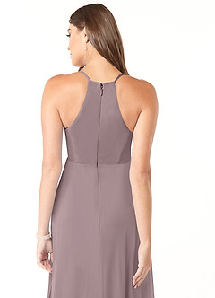 Azazie Annabelle Maternity Bridesmaid Dresses A-Line V-Neck Pleated Mesh Floor-Length Dress image3