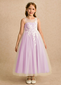 Azazie Amina Sukienki dla dziewczynek sypiących kwiaty Litera A Koronka Tiul Długość kostki Sukienka image4