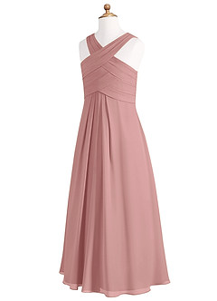 Azazie Kaleigh Junior Dusty Rose A-Line Pleated Chiffon Dress image7