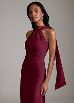 Azazie Cassiana Robes de demoiselle d'honneur Robe Sirène en Satin extensible Plissée Mûre image3