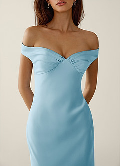 Gwendonme Sky Blue Satin Crystal Linen Prom Dress image5
