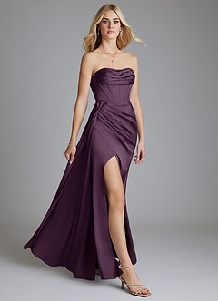 Azazie Amyra Bridesmaid Dresses Plum Mermaid Off the Shoulder Stretch Satin Convertible Dress image10