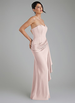 Azazie Draya Bridesmaid Dresses Blushing Pink Mermaid Strapless Stretch Satin Dress image7