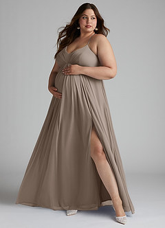 Azazie Annabelle Abiti da damigella d'onore premaman Abito A-Line con Scollo a V a Pieghe Maglia Floor-Length image7