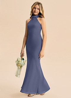 Azazie Velli Junior Vestido Tormentoso de Chiffon de sereia com Pescoço alto image4