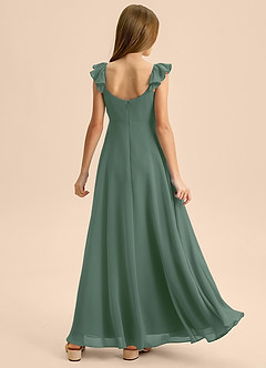 Azazie Carmin Junior Eucalyptus A-Line Ruched Chiffon Dress image2