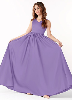 Azazie Hathaway Junior Tahiti A-Line Bow Matte Satin Dress image1