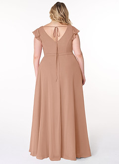 Azazie Claudine Schlussverkauf A-Linie Flatterhülse Chiffon Kleid Champagner Rosa image8