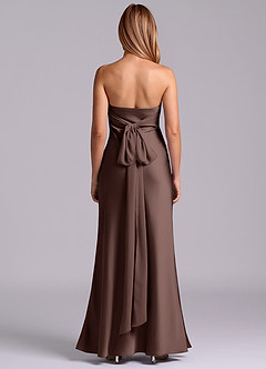 Azazie Ailanie Robes de demoiselle d'honneur Robe Fourreau en Satin extensible Bustier Ganache image7