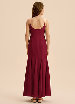 Azazie Evey Junior Vestido de Borgoña de Gasa de Corte Sirena con Plisado image2