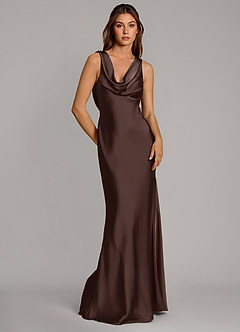 Azazie Cheryl Bridesmaid Dresses Ganache Mermaid Stretch Satin Dress image1