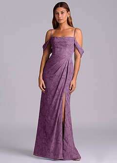 Azazie Johana Bridesmaid Dresses Wisteria Mermaid Off the Shoulder Floral Burnout Convertible Dress image6