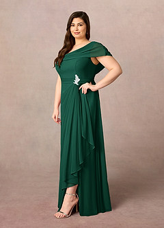 Azazie Mary Mother of the Bride Dresses Emerald A-Line Side Slit Chiffon Dress image7