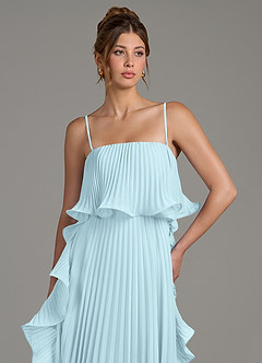 Azazie Alexia Bridesmaid Dresses Cloud Blue A-Line Ruched Chiffon Dress image2