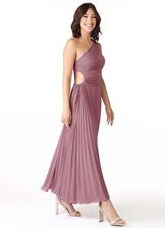 Azazie Kirra Bridesmaid Dresses Vintage Mauve A-Line One Shoulder Chiffon Dress image3