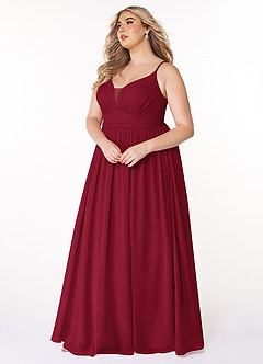Azazie Rayna Bridesmaid Dresses Burgundy A-Line V-Neck Pleated Chiffon Dress image9