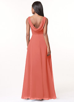 Azazie Karina Bridesmaid Dresses Salmon Pink A-Line Pleated Chiffon Dress image2