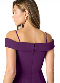 Azazie Lecia Jurken voor bruidsmeisjes Converteerbaar Jurk van Chiffon met rijk Off-the-shoulder geplooid Druif image5