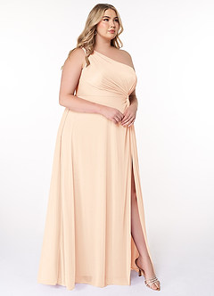 Azazie Brooke Jurken voor bruidsmeisjes Jurk van Mesh met A-Lijn One-Shoulder Parel Roze image41