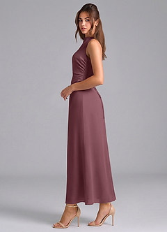 Azazie Evadne Bridesmaid Dresses Sangria Sheath Pleated Chiffon Dress image5