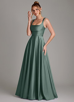 Azazie Azaria Brautjungfernkleider A-Linie Korsett Stretch-Satin Kleid Seemoos image3
