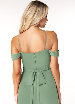 Azazie Joretta Final Sale Matcha A-Line Off the Shoulder Chiffon Convertible Dress image3