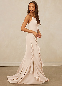 Christian Siriano Bridal for Azazie 1006 Bridesmaid Dresses White Alabaster Mermaid Ruched Chiffon Dress image5