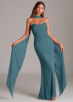 Azazie Katelyn Final Sale Bermuda Sheath Strapless Mesh Convertible Dress image1