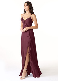 Azazie Tarni Bridesmaid Dresses Cabernet A-Line Chiffon Dress image3