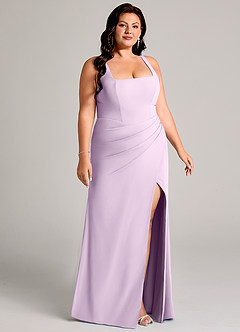 Azazie Mero Bridesmaid Dresses Frosted Lilac Sheath Pleated Chiffon Dress image13