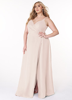 Azazie Lennon Bridesmaid Dresses Rose Petal A-Line Lace Chiffon Dress image10