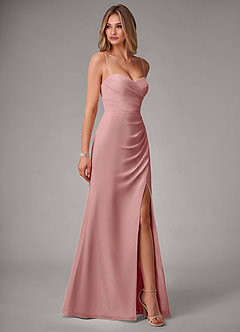 Azazie Haisley Vestidos de damas de honor Vestido de Rosa Polvorienta de Gasa de Corte Recto Convertible con Vestidos sin tirantes image6