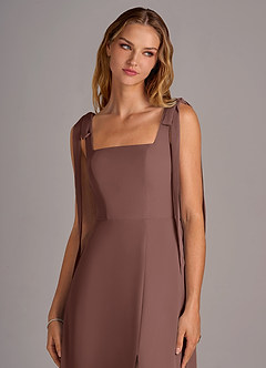 Azazie Debra Bridesmaid Dresses Espresso A-Line with Pockets Chiffon Convertible Dress image7