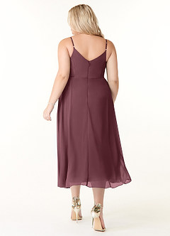 Azazie Clarissa Bridesmaid Dresses Sangria A-Line V-Neck Chiffon Dress image8