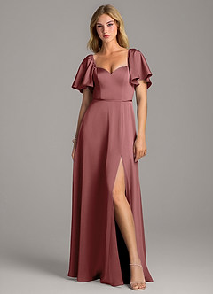 Azazie Chloe Bridesmaid Dresses Amethyst A-Line Sweetheart Neckline Stretch Satin Dress image4