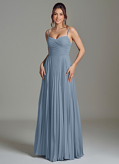 Azazie Catie Brautjungfernkleider A-Linie Herzausschnitt Chiffon Kleid Staubblau image1