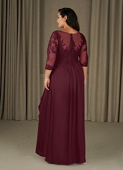 Azazie Calanthe vestidos de madre de la novia Vestido de Cabernet de Gasa de Corte En A con Scoop image7