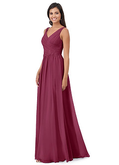 Azazie Robbie Final Sale Mulberry A-Line Lace Chiffon Dress image3