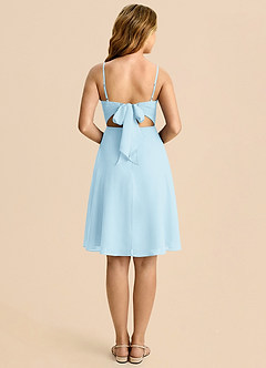 Azazie Shale Vestido de Azul Cielo de Gasa de Corte en A con Lazo image2