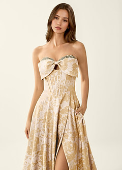 Leilani Champagne Corset Lace Up Back Beading Prom Dress image5