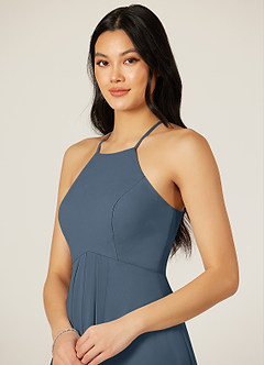 Azazie Sarah Bridesmaid Dresses Neptune Empire Pleated Chiffon Dress image6