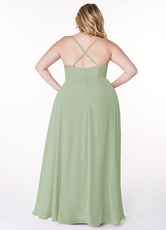 Azazie Naeem Bridesmaid Dresses Dusty Sage A-Line V-Neck Ruffle Chiffon Dress image8