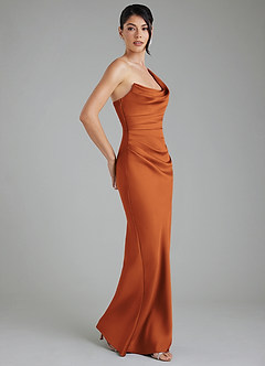 Azazie Sabrina Bridesmaid Dresses Cinnamon Mermaid Corset Stretch Satin Dress image8