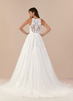 Azazie Melrose Wedding Dresses A-Line Sweetheart Lace Tulle Chapel Train Dress image3