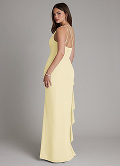 Azazie Latrice Jurken voor thuis passen Jurk van Chiffon met Kolom Ruches Citroensorbet image6