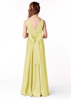 Azazie Hathaway Junior Robe Trapèze en Mat Satiné Arc Sorbet Citron image2