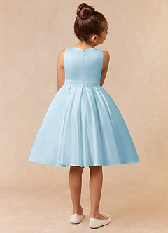 Azazie Coco Flower Girl Dresses Sky Blue A-Line Bow Matte Satin Dress image4