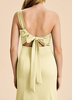 Azazie Ren Junior Robe Trapèze en Satin extensible Plissé Sorbet Citron image6