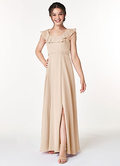 Azazie Jinny Junior Amethyst A-Line Ruched Chiffon Dress image3